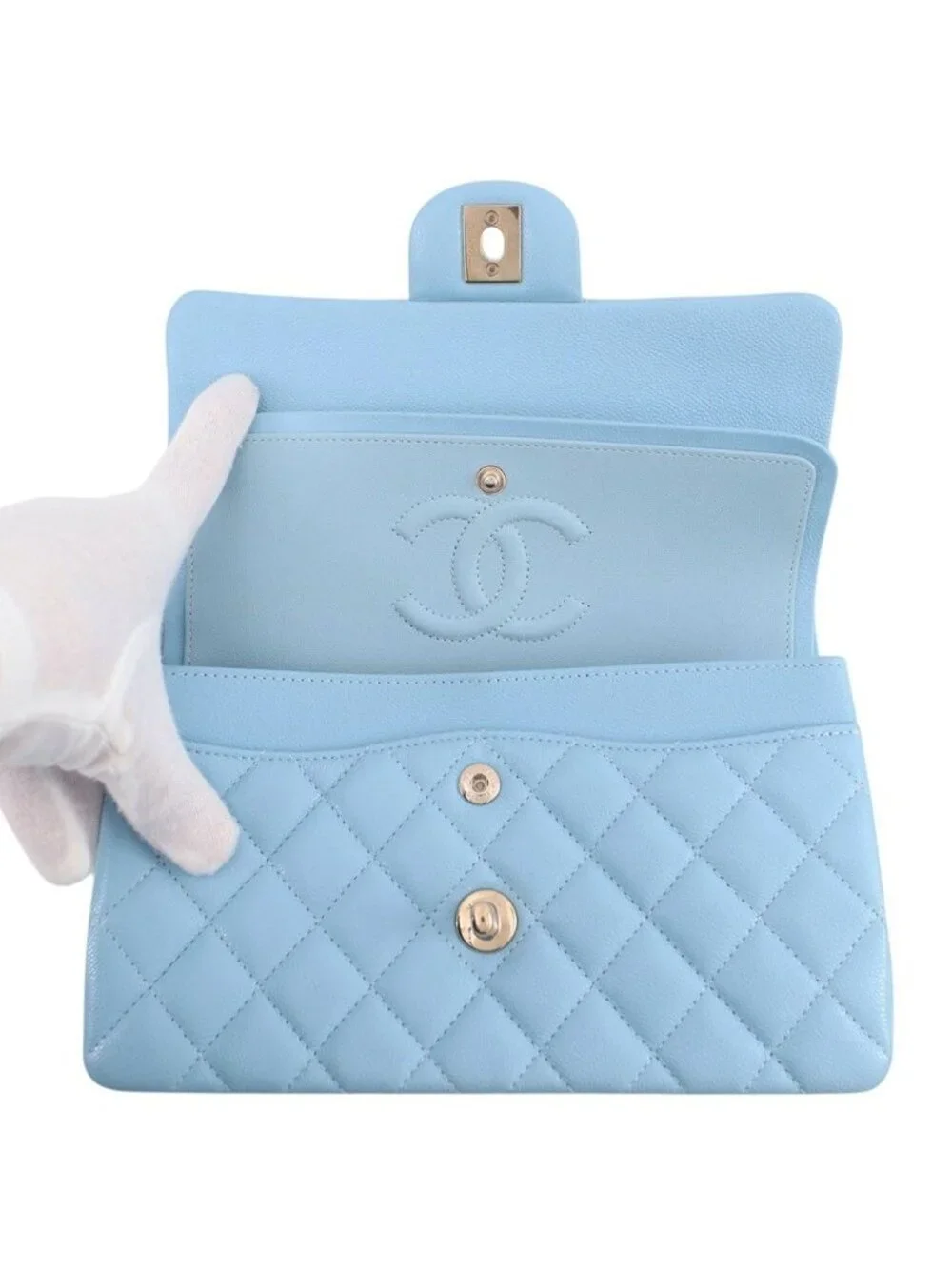 Chanel Chain Shoulder Bag Quilted 23 CC Logo Double Caviar Leather